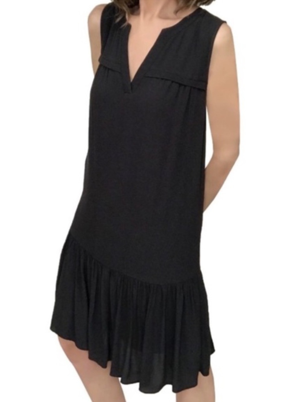 J. Crew Black Ruffle-Hem Mini Dress
